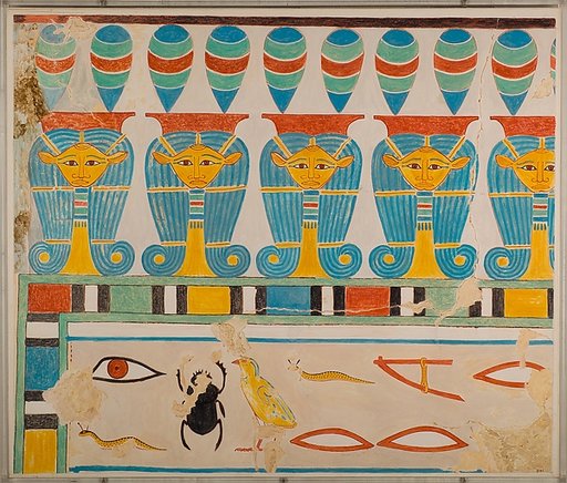 Painted Restoration of the Hathor-Head Frieze in the Tomb of Senenmut