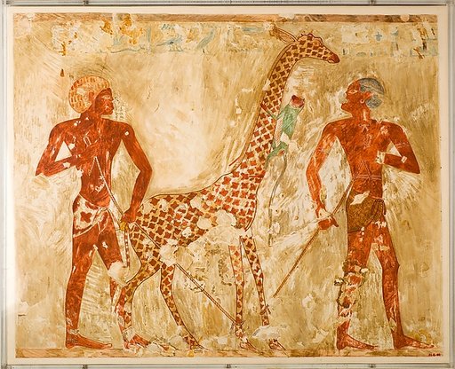 Nubians with a Giraffe and a Monkey, Tomb of Rekhmire