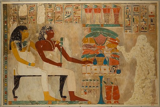 Rekhmire and Mother Receiving Offerings, Tomb of Rekhmire