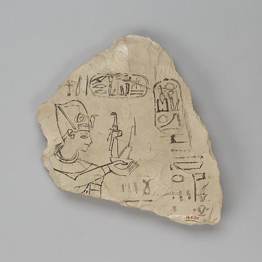 Ostracon depicting Ramesses IX offering Maat, attributed to the chief draftsman Amenhotep