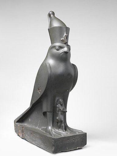 Statue of Horus as a falcon protecting King Nectanebo II