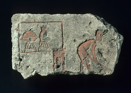 Relief with man sweeping