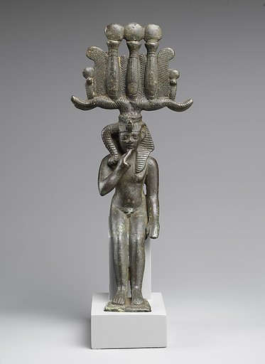 Child god in <em>nemes</em> and <em>hemhem</em> crown