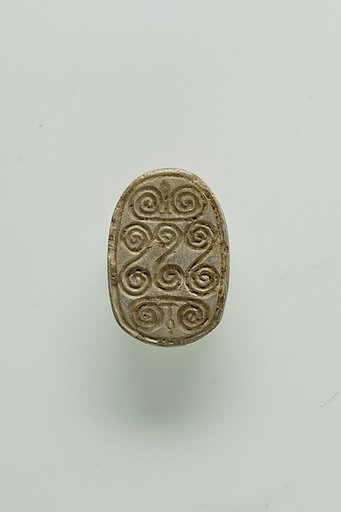 Scarab Incised with Hieroglyphs and Scrolls