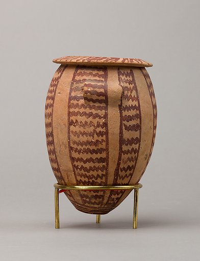 Decorated ware jar with lug handles
