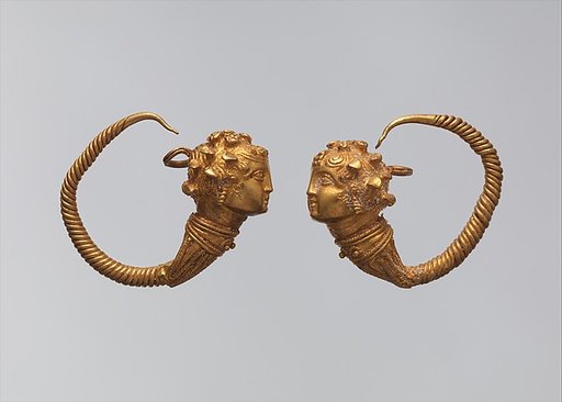 Maenad-head earrings