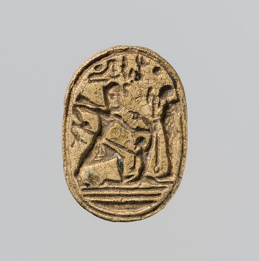 Scarab Depicting Ramesses II Smiting a Captive Before the God Ptah