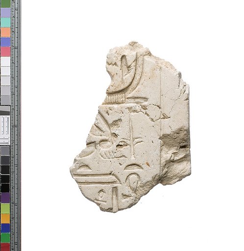 Inscribed fragment, lower end of Aten cartouche, swt bity titular of king