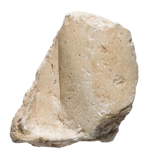 Fragment of upper arm, body, negative space from a double statue holding stela (?)