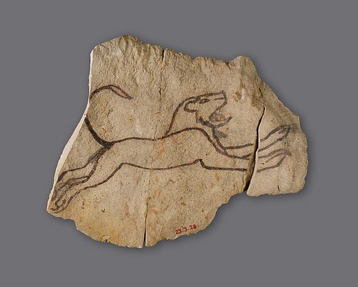 Ostracon with sketch of a running lion