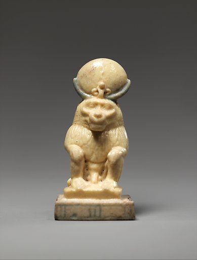 Amulet Depicting a Baboon Wearing a Lunar Disk and Uraeus