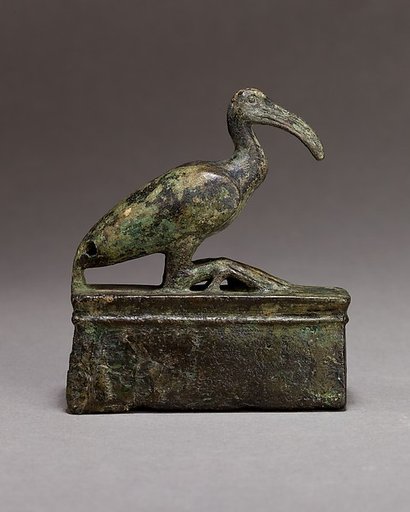 Ibis on a shrine shaped box, probably for an animal mummy