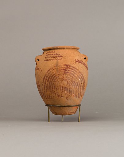Decorated ware jar illustrating plants