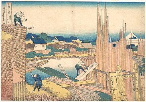 Tatekawa in Honjō (Honjō Tatekawa), from the series Thirty-six Views of Mount Fuji (Fugaku sanjūrokkei)