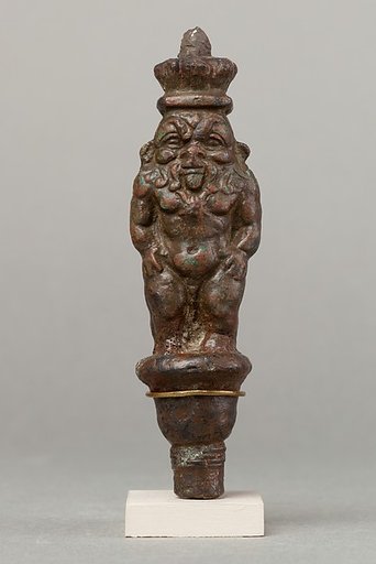 Bes standing on a papyriform capital, Beset on opposite side