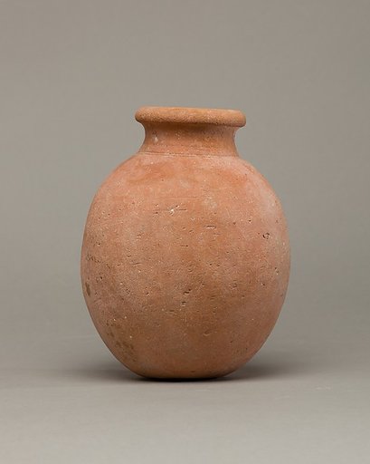 Globular necked jar of desert clay