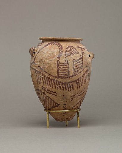 Lugged jar depicting two boats