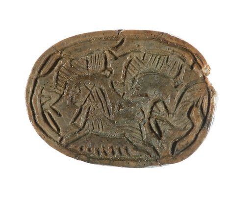 Scarab with a Lion Hunting Horned Animals