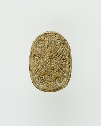 Scarab Incised with Hieroglyphs and a Cruciform Design