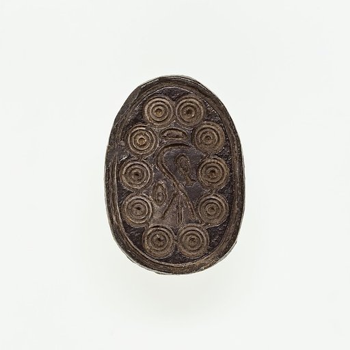 Scarab Incised with Hierolgyphs and Flower in Circle Border