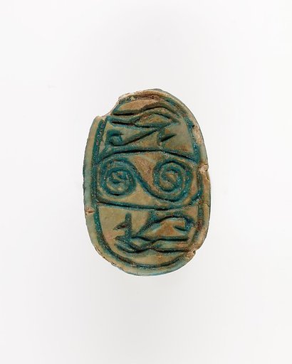 Scarab with Wedjat and Scroll Decoration