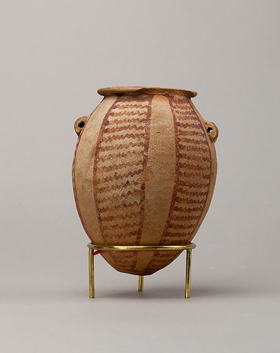 Decorated ware jar with lug handles