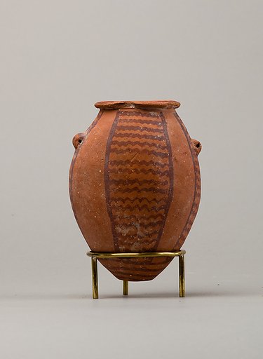 Decorated ware jar with lug handles