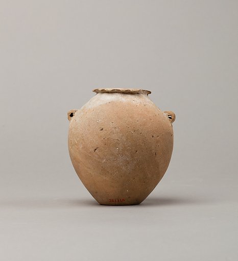 Marl ware jar with lug handles