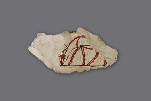 Ostracon with sketch of a grazing antelope