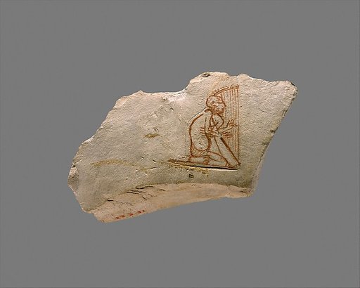 Ostracon with sketch of a harpist