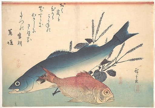 Suzuki and Kinmedai Fish from the series Uozukushi (Every Variety of Fish)