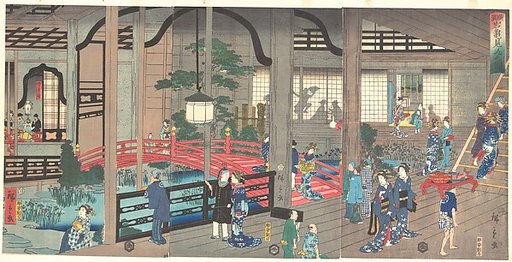 The Interior of the Gankiro Tea House in Yokohama