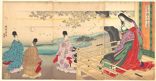 The Third Princess and Kashiwagi, from Chapter 34, “New Herbs I (Wakana I)” (Nihon shinnō onna sannomiya)