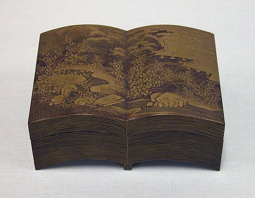 Box in the Shape of an Open Illustrated Book