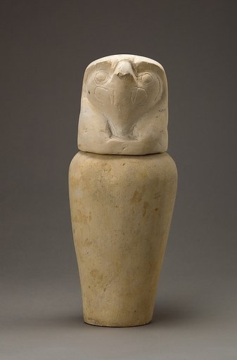Canopic jar with falcon head