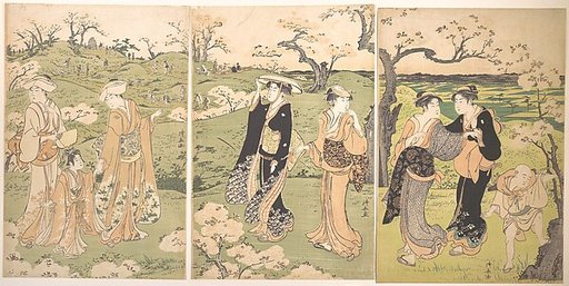 Young Ladies Viewing Cherry–blossoms at Asukayama