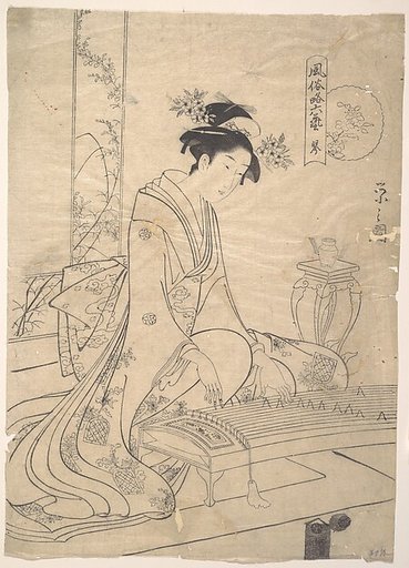 Young Lady Playing a Musical Instrument