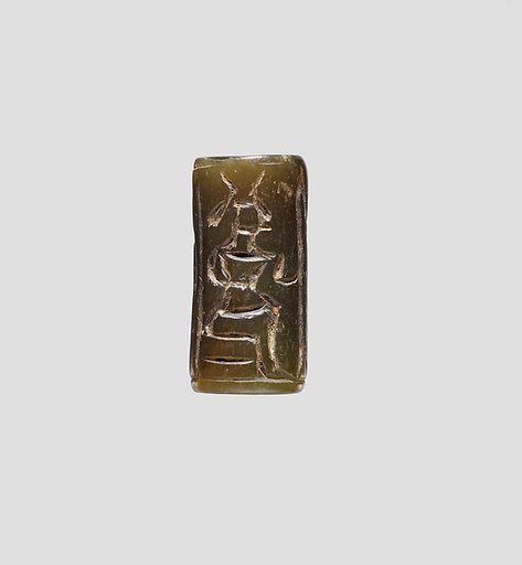 Cylinder seal with an image of seated Hathor