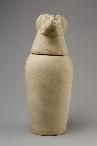 Canopic jar with head of baboon (Hapy)