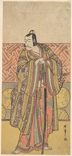 Ichikawa Danjuro V as Kudo Suketsune, Richly Attired, Leaning on His Sword