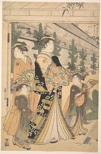 Two Oiran with Two Female Attendants in the Yoshiwara