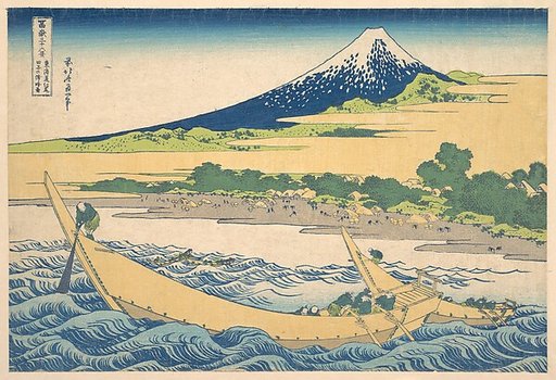 Tago Bay near Ejiri on the Tōkaidō (Tōkaidō Ejiri Tago no ura ryaku zu), from the series Thirty-six Views of Mount Fuji (Fugaku sanjūrokkei)