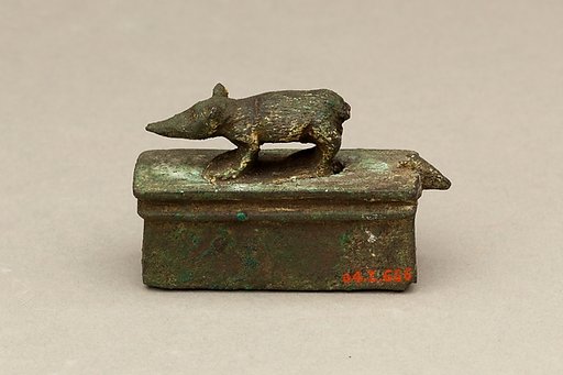 Shrew-mouse surmounting shrine-shaped box for an animal mummy