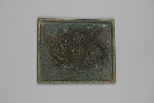 Square mirror decorated with sea creatures and clouds