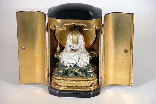Portable Shrine (zushi) with Byakue Kannon, the White-robed Bodhisattva of Compassion