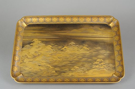 Tray with Design of Pines Along the Shore