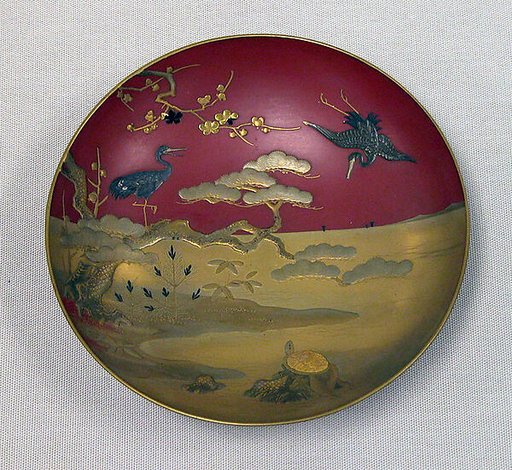 One of a Pair of Wine Cups (Sakazuki) with Mount Hōrai