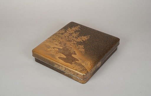 Writing Box with Yellow Rose Flowers and Rushing Stream
