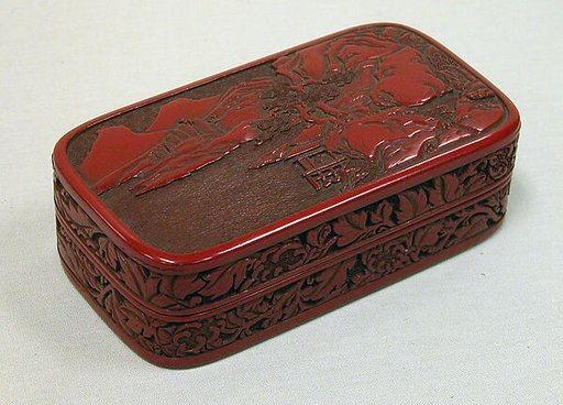 Box with Landscape and Scroll Pattern