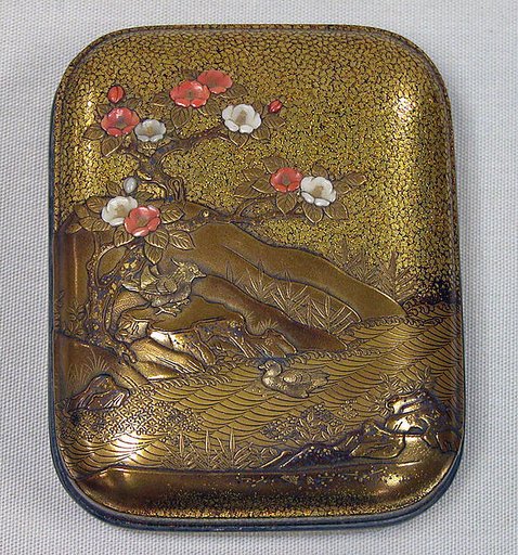 Incense Container (Kōgō) with Camellia and Mandarin Ducks